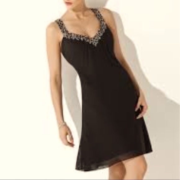 BCBGMAXAZRIA 100%Silk Beading Chiffon BlackDresses Y2K babydoll size 4 luxury - Picture 10 of 10